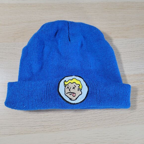 Fallout Bethesda Culturefly Beanie Hat Vault Boy XX Eyes Blue Winter Cap 2018 - Picture 1 of 4
